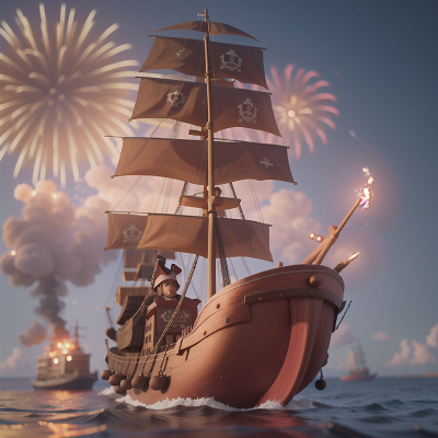 Image For Post Anime, pirate ship, police officer, dog, teacher, fireworks, HD, 4K, AI Generated Art