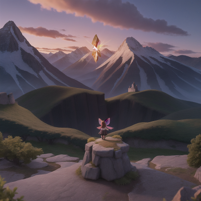 Image For Post Anime, crystal, fairy dust, failure, surprise, mountains, HD, 4K, AI Generated Art