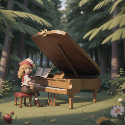 Image For Post Anime, piano, forest, key, carnival, pirate, HD, 4K, AI Generated Art