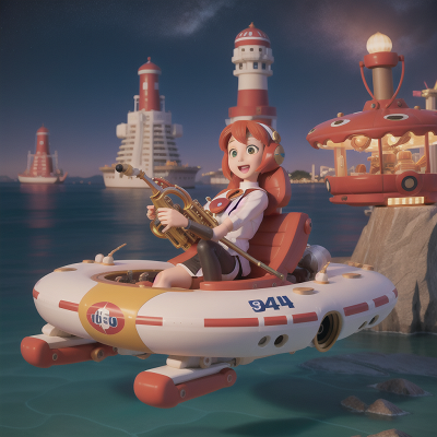 Image For Post Anime, hovercraft, map, carnival, saxophone, robot, HD, 4K, AI Generated Art