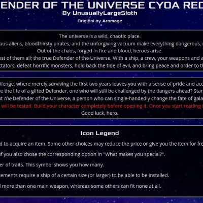 Image For Post Defender of the Universe Redux 1.8 CYOA  by UnusuallyLargeSloth