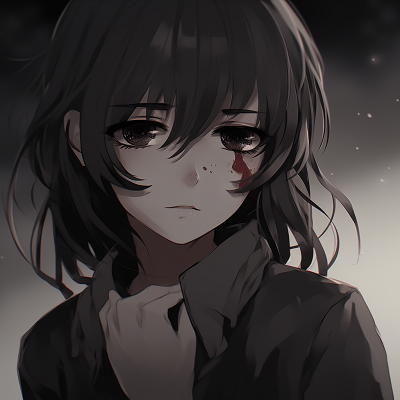 Image For Post | Character reflecting regret, monochrome styles with focused shadows. sad anime pfp collection pfp for discord. - [anime pfp sad Series](https://hero.page/pfp/anime-pfp-sad-series)