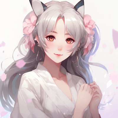 Image For Post | Sakura in white traditional clothing, soft pastel colors and subtle shading. graceful female anime pfp pfp for discord. - [female anime pfp](https://hero.page/pfp/female-anime-pfp)
