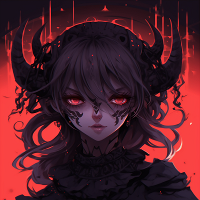 Image For Post | Anime schoolgirl with demon horns; black and red color palette; intricate lace details. demonic anime pfp for girls pfp for discord. - [demonic anime pfp](https://hero.page/pfp/demonic-anime-pfp)