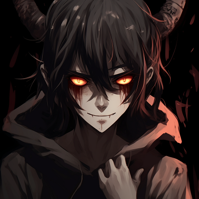 Image For Post | Closeup of smirking demonic anime character, high contrast and dark tones. demonic anime pfp concepts pfp for discord. - [demonic anime pfp](https://hero.page/pfp/demonic-anime-pfp)
