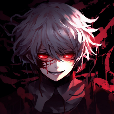 Image For Post | Tokyo Ghoul's Kaneki, monochrome colors with red accents. character insights for crazy anime pfp pfp for discord. - [Crazy Anime PFP](https://hero.page/pfp/crazy-anime-pfp)