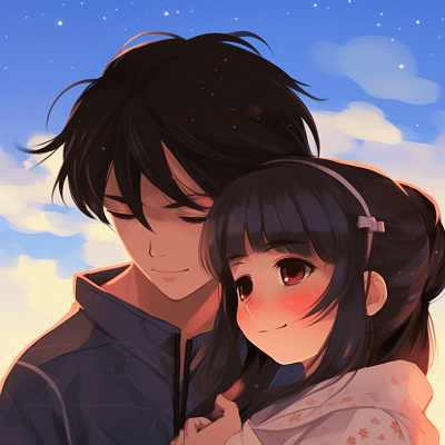 Image For Post | Aesthetic matching profile pictures of Taki and Mitsuha, pastel tones and tear drop detail. couple anime for matching pfp aesthetics pfp for discord. - [Couple Anime Matching PFP Inspiration](https://hero.page/pfp/couple-anime-matching-pfp-inspiration)