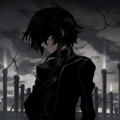 Image For Post | Lelouch donning his Zero Mask, sharp lines and high contrast between colors. stunning black pfp anime pfp for discord. - [Black PFP Anime Collections](https://hero.page/pfp/black-pfp-anime-collections)