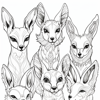 Image For Post | Eevee evolutions presented in elegant style; intricate patterns and attention to details. printable coloring page, black and white, free download - [Eevee Evolutions Coloring Pages: Adult, Kids, Pokemon Coloring](https://hero.page/coloring/eevee-evolutions-coloring-pages:-adult-kids-pokemon-coloring)