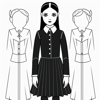 Image For Post | Sibling moment with Wednesday and Pugsley; detailed with medium difficulty. printable coloring page, black and white, free download - [Wednesday Addams Coloring Pages ](https://hero.page/coloring/wednesday-addams-coloring-pages-kids-and-adult-relaxation)