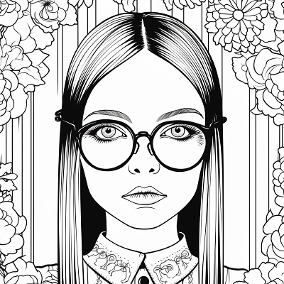 Image For Post | Wednesday Addams' portrait in bold lines; rich and intricate details. printable coloring page, black and white, free download - [Wednesday Addams Coloring Pages ](https://hero.page/coloring/wednesday-addams-coloring-pages-kids-and-adult-relaxation)