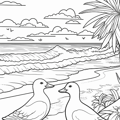 Image For Post Seashore Sanctuary for Birds - Printable Coloring Page