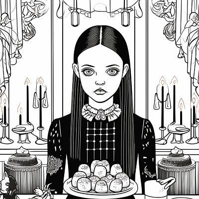 Image For Post Wednesday Addams with Her Doll - Wallpaper