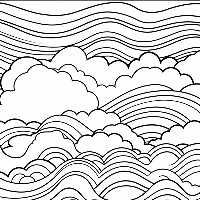 Image For Post Abstract Rainbow Ripples - Printable Coloring Page