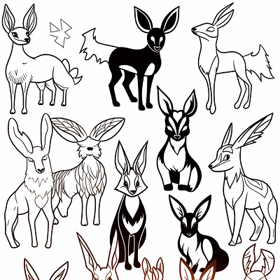 Image For Post | High contrast shadow forms of Eevee Evolutions; striking profiles and bold shapes. printable coloring page, black and white, free download - [Eevee Evolutions Coloring Sheet Pokemon Pages, Adult & Kids Fun](https://hero.page/coloring/eevee-evolutions-coloring-sheet-pokemon-pages-adult-and-kids-fun)