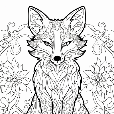 Image For Post | Fox featuring ornamental patterns inspired by traditional folklore; intricate detailing.printable coloring page, black and white, free download - [Fox Coloring Pages ](https://hero.page/coloring/fox-coloring-pages-artistic-printable-and-fun-designs)