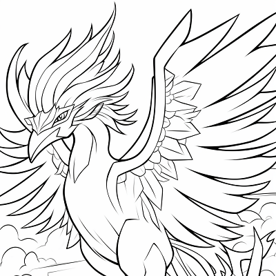 Image For Post | Heroic Ho-Oh depicted with exquisite detail in its majestic wings. printable coloring page, black and white, free download - [All Pokemon Drawing Coloring Pages, Kids Fun, Adult Relaxation](https://hero.page/coloring/all-pokemon-drawing-coloring-pages-kids-fun-adult-relaxation)