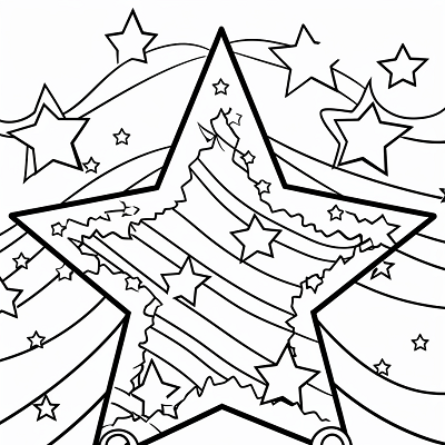 Image For Post Christmas Tree with Presents and Star - Printable Coloring Page