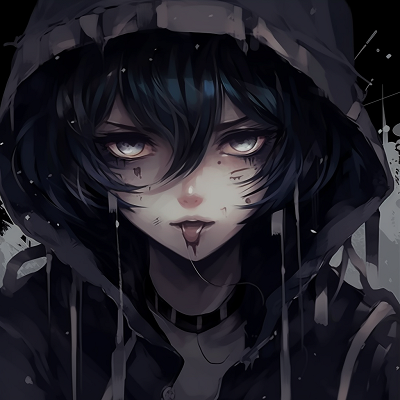 Image For Post | Enigmatic anime character concealed in a hood, using a dark and neutral color palette. emo anime pfp artistic styles - [emo anime pfp Collection](https://hero.page/pfp/emo-anime-pfp-collection)