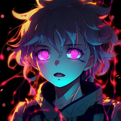 Image For Post | Colorful glowing image of an anime girl with hidden eyes, neon accents. enthralling glowing anime pfp for girls - [Glowing Anime PFP Central](https://hero.page/pfp/glowing-anime-pfp-central)