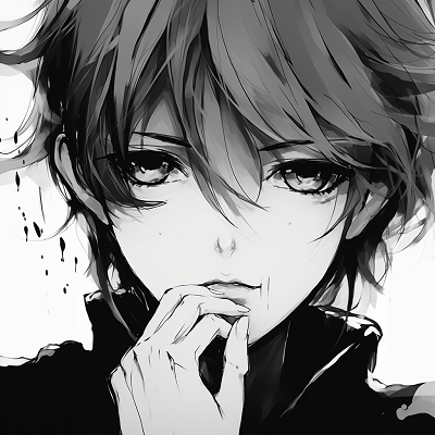 Image For Post | Mysterious character in monochrome, emphasis on hidden details and obscure facial expression. unique anime black and white pfp - [anime black and white pfp collection](https://hero.page/pfp/anime-black-and-white-pfp-collection)
