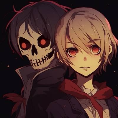 Image For Post | Macabre anime couple set against a moonlit, gloomy landscape, juxtaposition of their glowing eyes against the dark setting. halloween pfp anime duos - [Anime Halloween PFP Collections](https://hero.page/pfp/anime-halloween-pfp-collections)