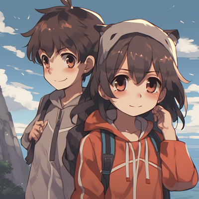 Image For Post | Profile pictures of anime boy and girl in comrade theme, heavy contrast and expressive faces. friends anime matching pfp: boy and girl - [matching pfp for 2 friends anime](https://hero.page/pfp/matching-pfp-for-2-friends-anime)