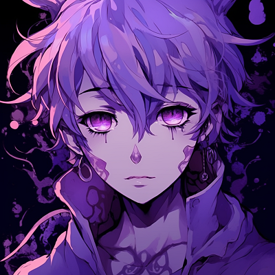 Image For Post | An eye-catching anime boy with vibrant purple hair, intricate details on the linework. eye-catching purple anime boys - [Expert Purple Anime PFP](https://hero.page/pfp/expert-purple-anime-pfp)