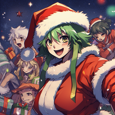 Image For Post | Deku in a Christmas themed costume, showcasing high energy lines and bold festive colors. festive anime pfp - [christmas anime pfp](https://hero.page/pfp/christmas-anime-pfp)