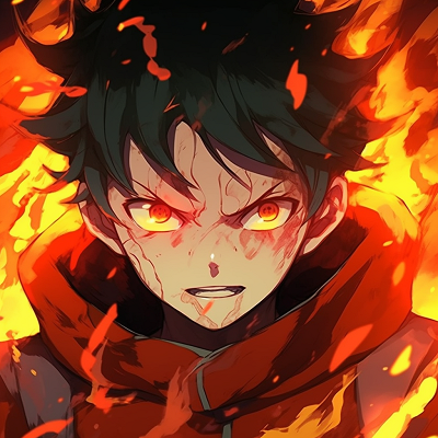 Image For Post | A figure ablaze in orange and red tones, angular lines and sharp contrast. top fire anime pfp - [Fire Anime PFP Space](https://hero.page/pfp/fire-anime-pfp-space)