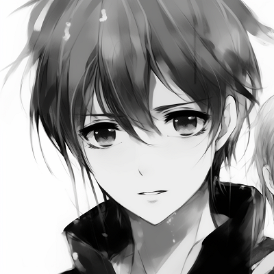 Image For Post | A noir-styled anime male profile picture having deep shadows, highlighting character's intense gaze. anime profile picture black and white male - [Anime Profile Picture Black and White](https://hero.page/pfp/anime-profile-picture-black-and-white)