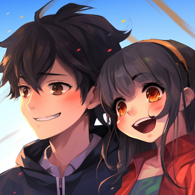 Image For Post | One character teasing the other, detailed facial expressions and dynamic lines. comedic couple anime pfp - [Couple Anime PFP Themes](https://hero.page/pfp/couple-anime-pfp-themes)