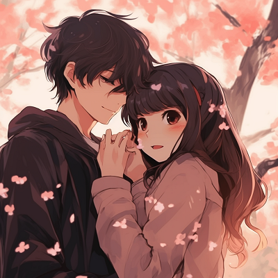 Image For Post | Romantic anime scene framed by cherry blossoms, with detailed characters and vibrant spring colors. synchronized sentiments: quality matching anime pfp for romantic couples - [Boosted Selection of Matching Anime PFP for Couples](https://hero.page/pfp/boosted-selection-of-matching-anime-pfp-for-couples)