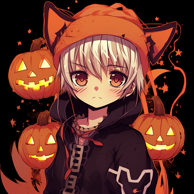 Image For Post | Tanjiro in a spooky pose with pumpkin-themed haori, traditional patterns with intense expressions. anime themed halloween pfp - [Anime Halloween PFP Collections](https://hero.page/pfp/anime-halloween-pfp-collections)