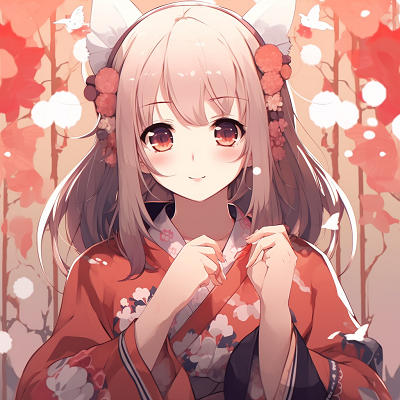 Image For Post | Profile picture of an anime girl portrait wearing a traditional Japanese kimono, with focus on intricate patterns and designs. exchange your cute anime girl pfp anime pfp - [Cute Anime Girl pfp Central](https://hero.page/pfp/cute-anime-girl-pfp-central)