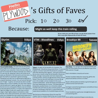 Image For Post Plywooddavid's Sixth Gift of Faves CYOA