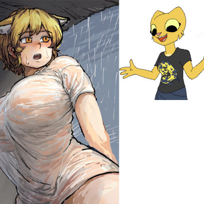 Image For Post | Katia getting caught in the rain the same day she decided to not wear a bra