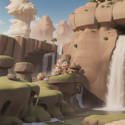 Image For Post Anime, waterfall, sandstorm, troll, trumpet, laughter, HD, 4K, AI Generated Art