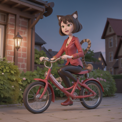 Image For Post Anime, city, garden, cat, vampire, bicycle, HD, 4K, AI Generated Art