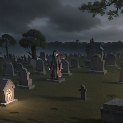Image For Post Anime, haunted graveyard, confusion, betrayal, forest, villain, HD, 4K, AI Generated Art