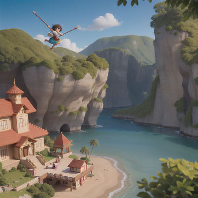 Image For Post Anime, island, fighting, school, flying carpet, wizard, HD, 4K, AI Generated Art