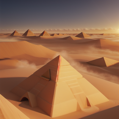 Image For Post Anime, pyramid, sandstorm, chef, sunrise, desert, HD, 4K, AI Generated Art