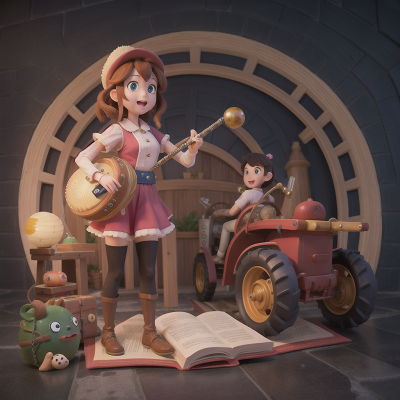Image For Post Anime, bubble tea, accordion, harp, tractor, spell book, HD, 4K, AI Generated Art