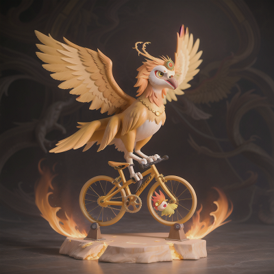 Image For Post Anime, griffin, phoenix, golden egg, bicycle, ghostly apparition, HD, 4K, AI Generated Art