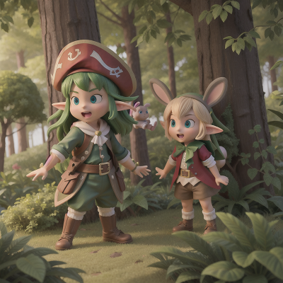 Image For Post Anime, thunder, forest, elf, pirate, rabbit, HD, 4K, AI Generated Art