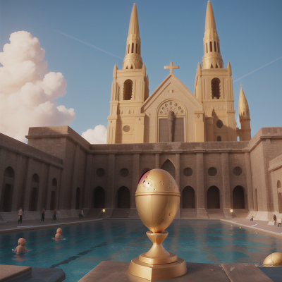Image For Post Anime, pyramid, golden egg, cathedral, swimming, artificial intelligence, HD, 4K, AI Generated Art