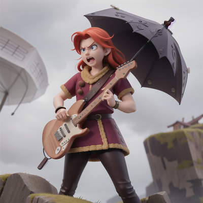 Image For Post Anime, vikings, umbrella, anger, electric guitar, confusion, HD, 4K, AI Generated Art