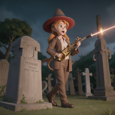 Image For Post Anime, saxophone, haunted graveyard, zookeeper, laser gun, wizard's hat, HD, 4K, AI Generated Art