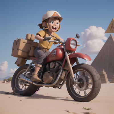 Image For Post Anime, laughter, pyramid, mechanic, exploring, motorcycle, HD, 4K, AI Generated Art