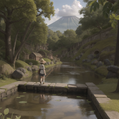 Image For Post Anime, angel, swamp, hidden trapdoor, river, volcano, HD, 4K, AI Generated Art